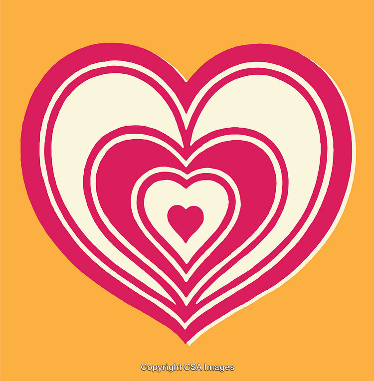 Retro-Inspired Heart Illustration With Vibrant Pink and Orange Tones