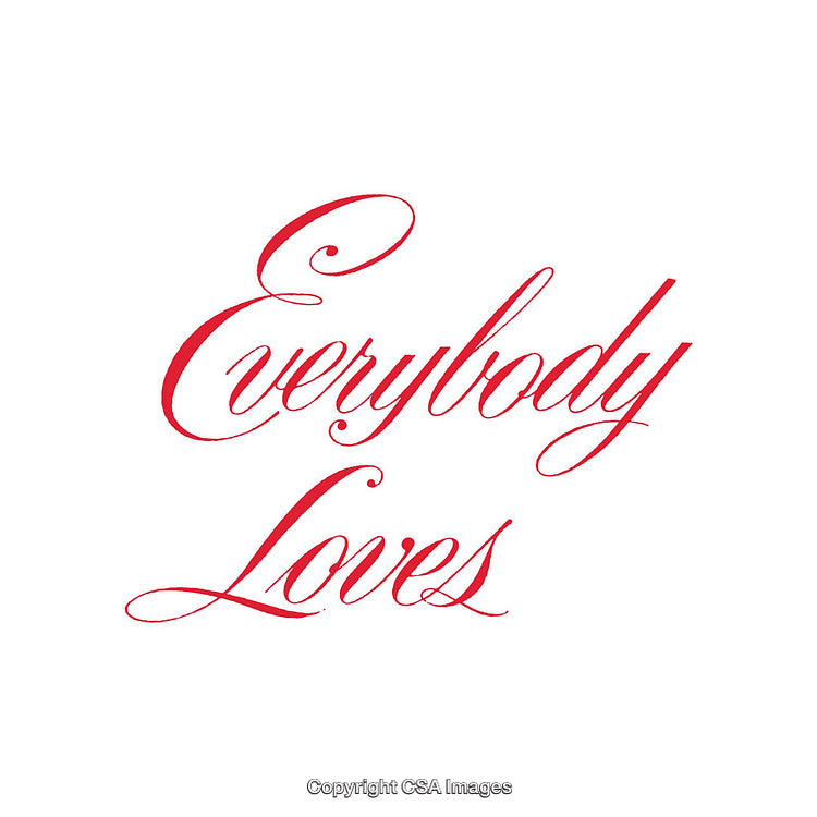 Elegant Red Calligraphy Typography Displaying ‘Everybody Loves’
