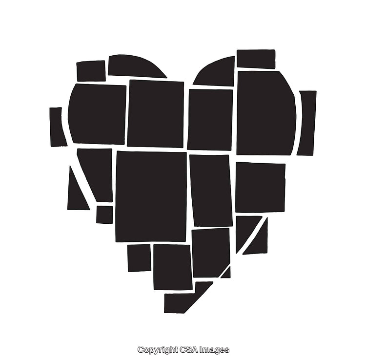 Abstract Geometric Heart Shape Composed of Irregular Fragmented Pieces