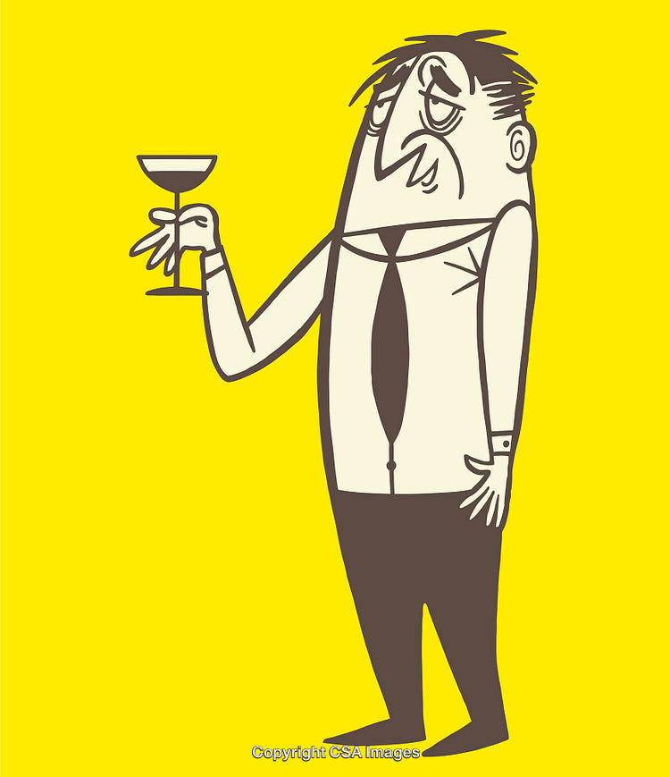 Cartoon Man Enjoying A Cocktail On A Bright Yellow Background