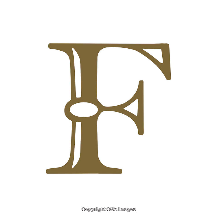 Stylized Ornate Letter F in Brown Featuring Unique Design