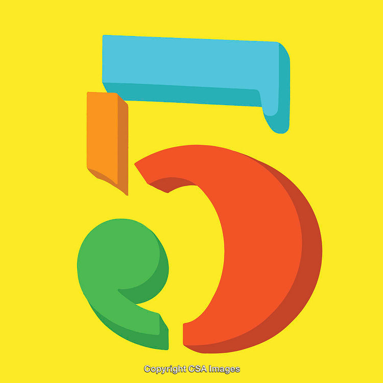 Colorful Bold Number Five Design With Vibrant Yellow Background