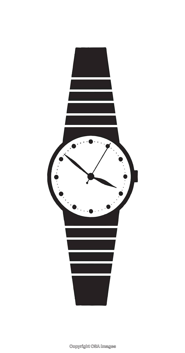 Minimalist Black and White Wristwatch Icon With Classic Analog Design