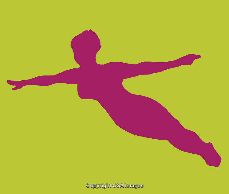 Silhouette of Woman in Flight Posed on Vibrant Background