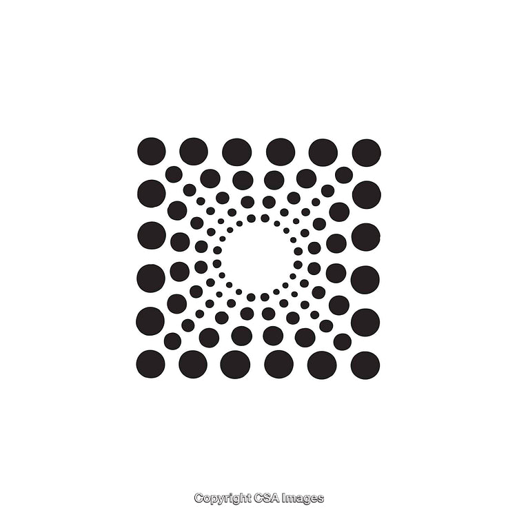 Geometric Black and White Circular Shape Pattern Design Isolated on White Background