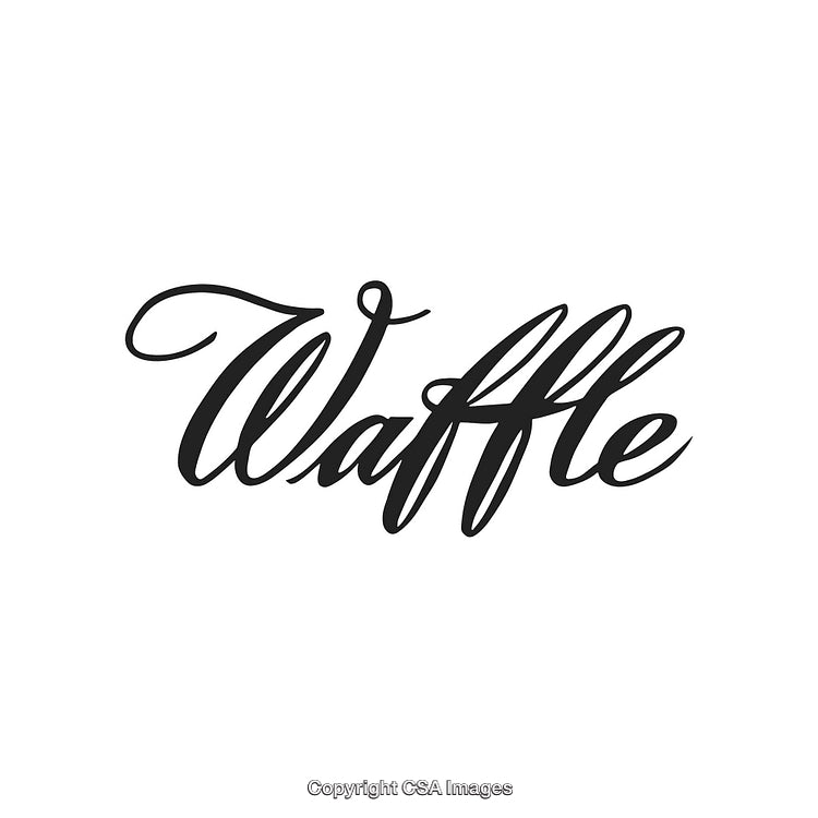 Elegant Script Text Featuring the Word 'Waffle' on a White Background