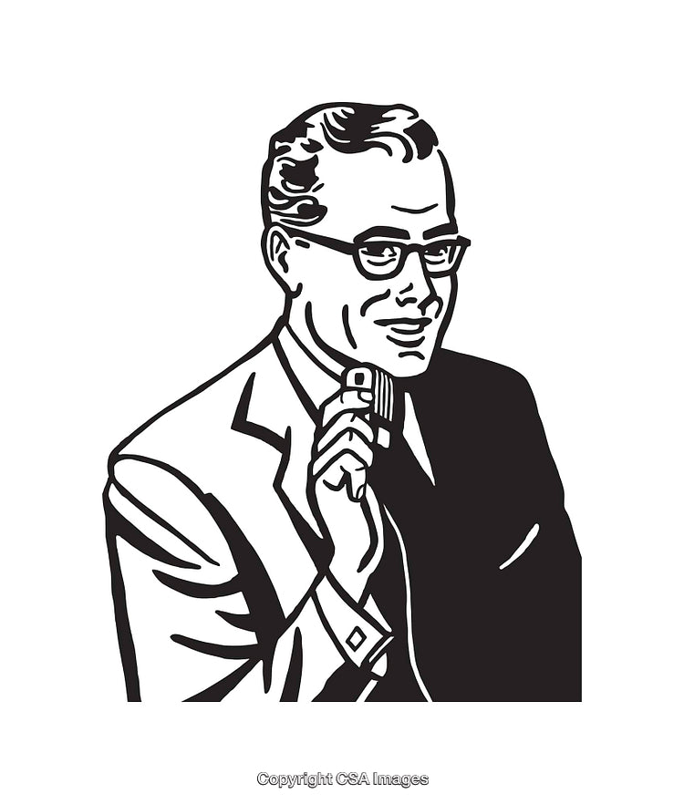 Retro Comic Art of a Businessman Holding a Small Object