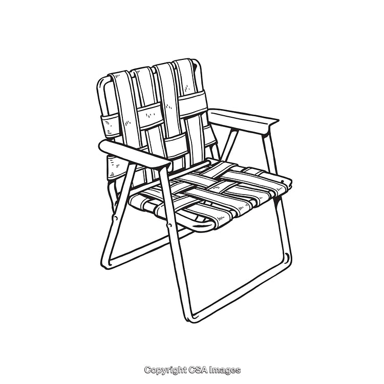 Black and White Line Art of a Classic Folding Armchair