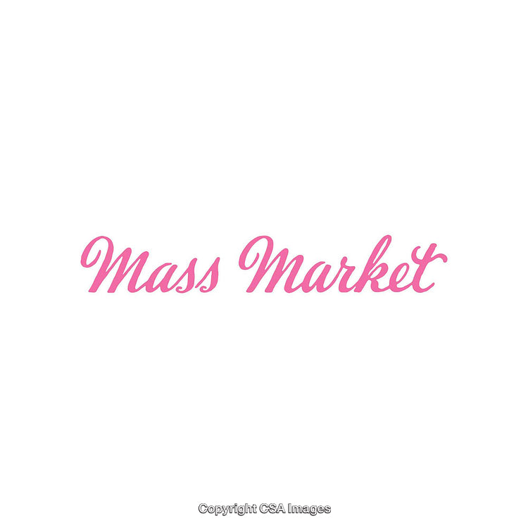 Pink Cursive Text Reading 'Mass Market' on White Background