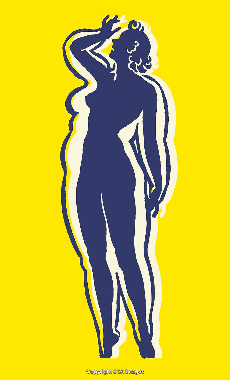 Colorful Illustration of a Female Silhouette on Vibrant Yellow Background