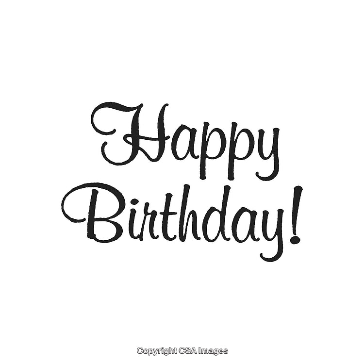 Elegant Script Happy Birthday Greeting Text on White Background