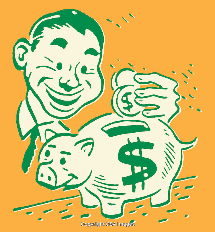 Illustration of Saving Money With a Piggy Bank and Coins