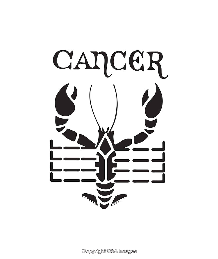 Black and White Zodiac Cancer Symbol with Crab Design