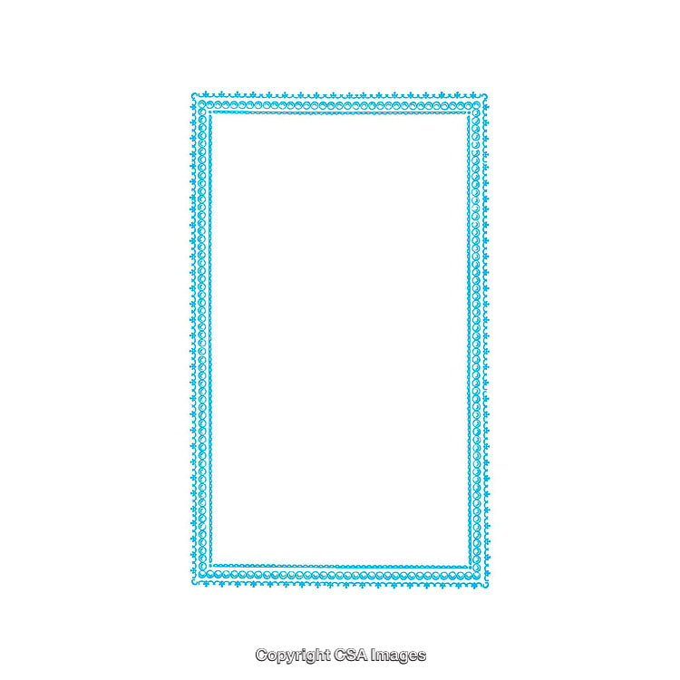 Blue Decorative Border Frame with Intricate Design on White Background