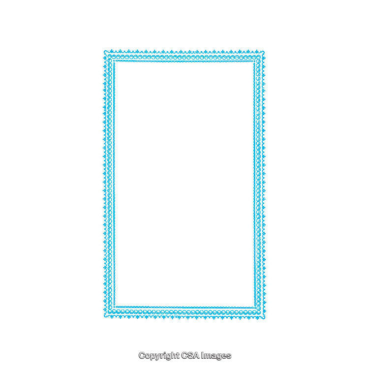 Blue Decorative Border Frame with Intricate Design on White Background