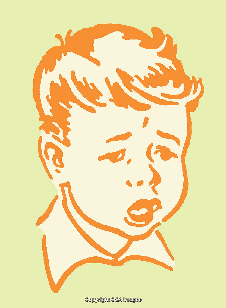 Colorful Line Art Illustration of a Child Expressing Emotional Sadness