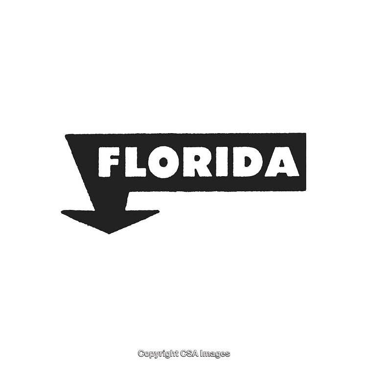 Bold Black and White Florida Typography Design Featuring Arrow Shape