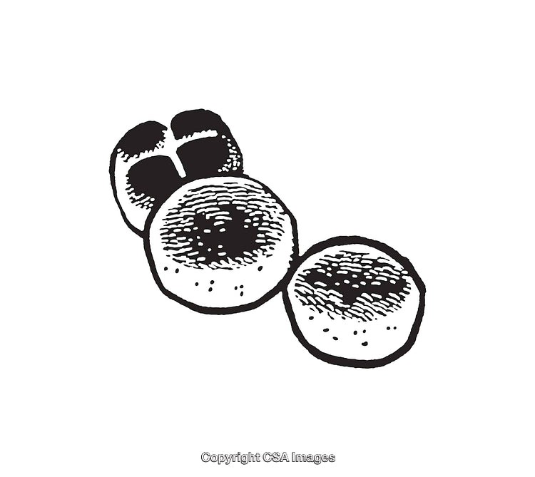 Black And White Line Art Illustration of Buns or Small Bread Rolls