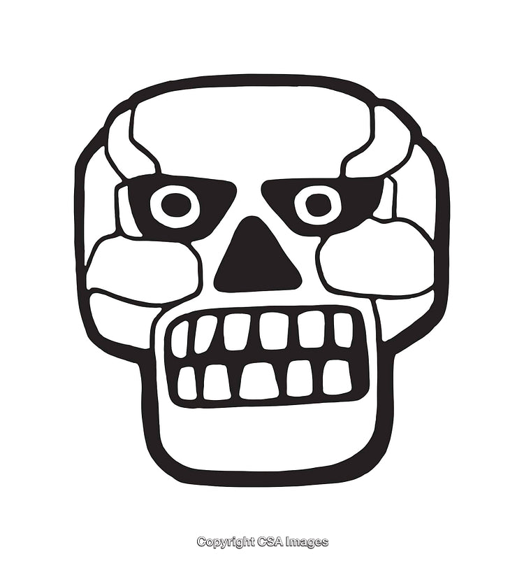 Black and White Line Art of a Simplistic Skull Design