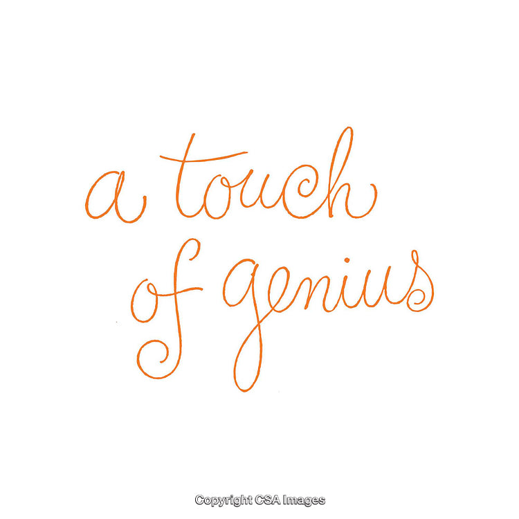 Handwritten Orange Script Highlighting Creative Genius and Elegant Inspiration