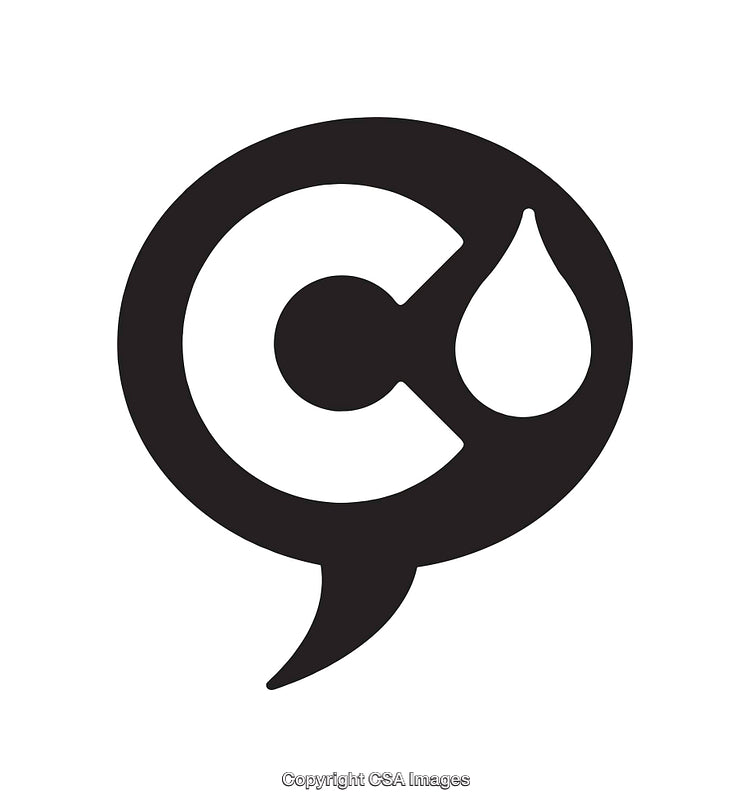 Black and White Icon Featuring a Speech Bubble and Water Drop