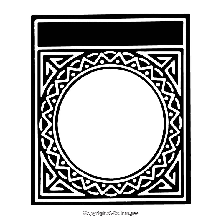 Intricate Black and White Geometric Circular Frame Design