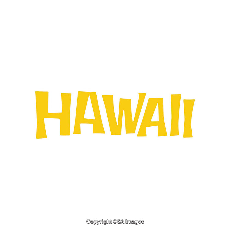 Bold Yellow Text Featuring the Word Hawaii in a Fun Font Style