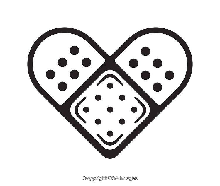 Heart Symbol Composed of Bandaids Creating a Healing Concept Illustration