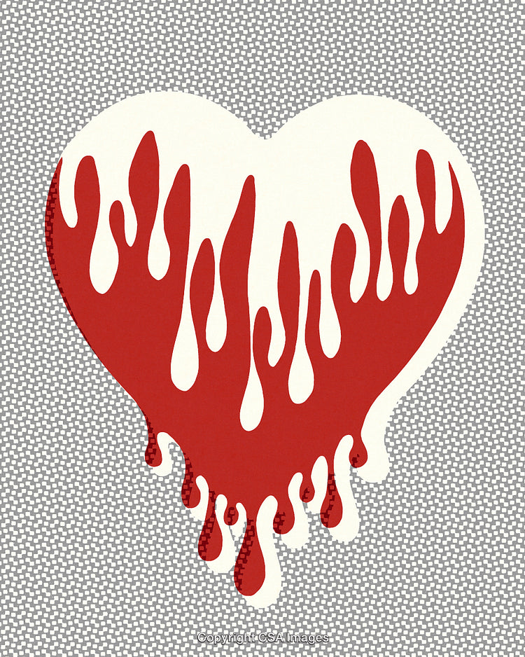 Dripping Red Heart Icon Over Subtle Patterned Background