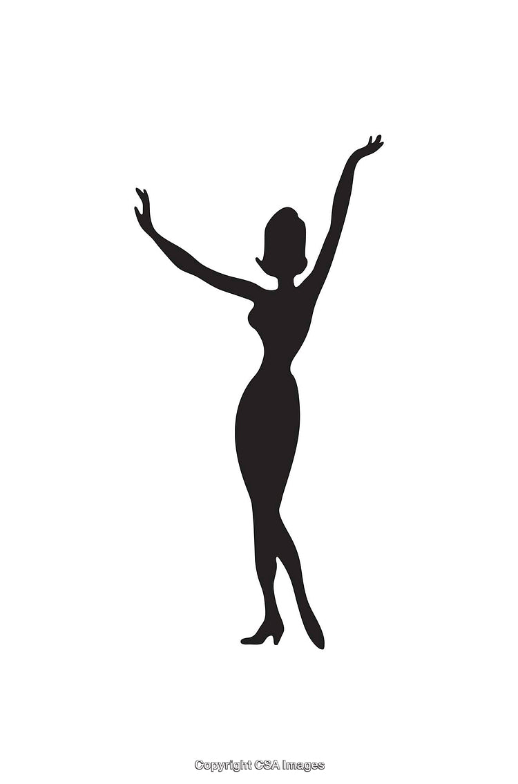 Black and White Silhouette of a Stylish Dancing Woman