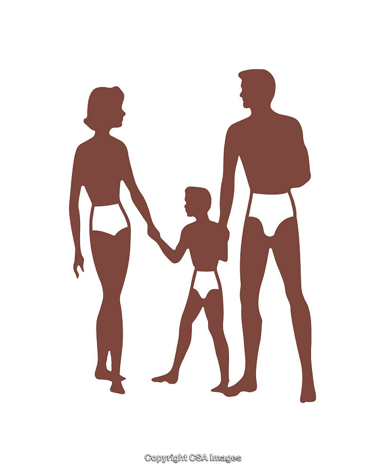 Silhouette Illustration of a Family Holding Hands in Minimalist Style