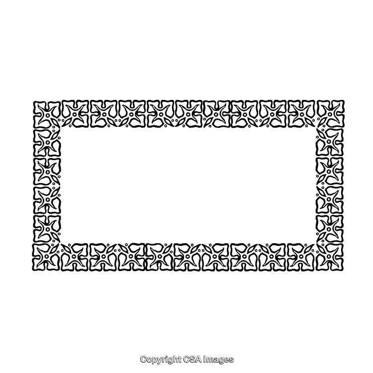 Decorative Black and White Ornamental Border with Intricate Geometrical Patterns