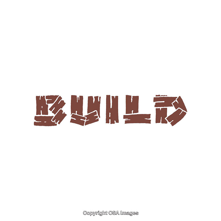 Rugged Text Art Displaying the Word Build in Wooden Plank Style