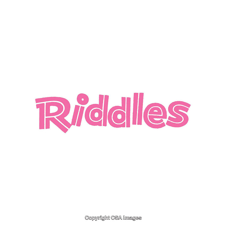 Playful Pink Text Illustration Featuring the Word 'Riddles' in a Fun Style