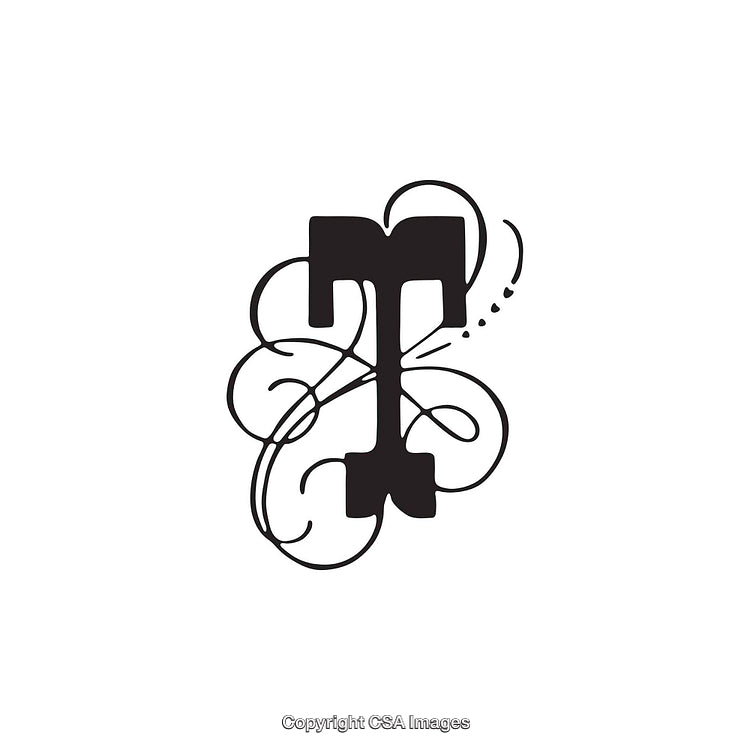 Elegant Typography Featuring the Letter T with Decorative Flourishes