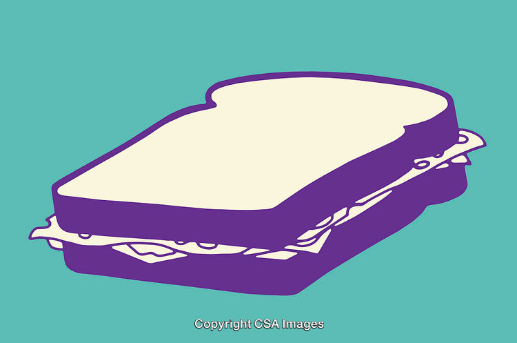 Colorful Line Art Illustration of a Sandwich on a Plain Background