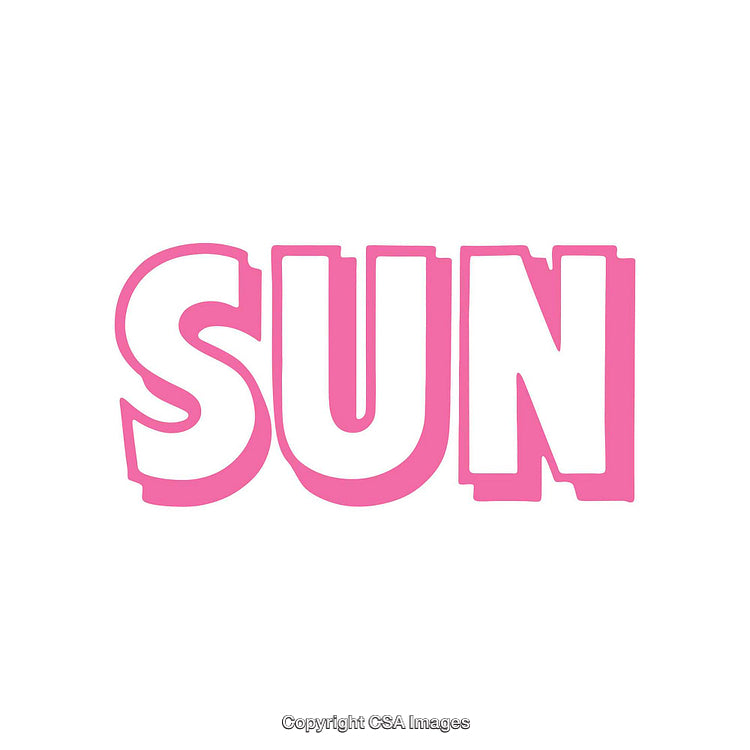 Stylized Pink and White SUN Text Isolated on White Background