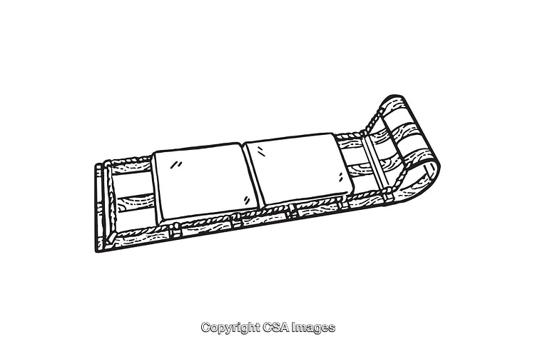 Black And White Line Art Sled Illustration with Detailed Patterns