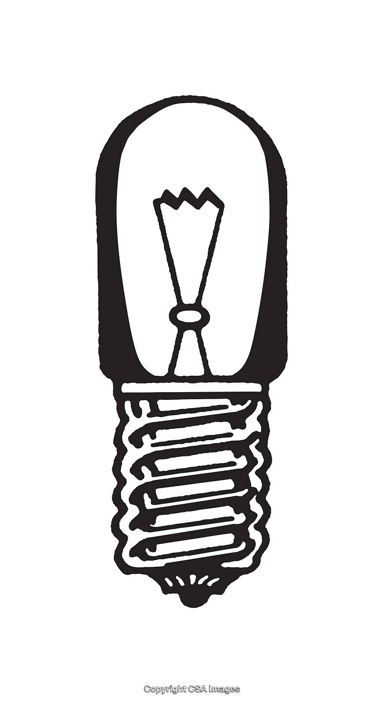 Black and White Line Art Illustration of a Light Bulb