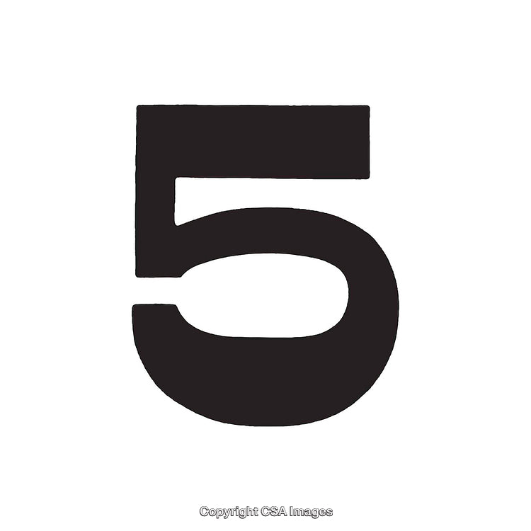 Number Five in Bold Typography on White Background