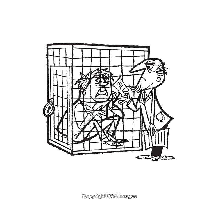 Black and White Line Art Depicting a Humorous Scene with Characters
