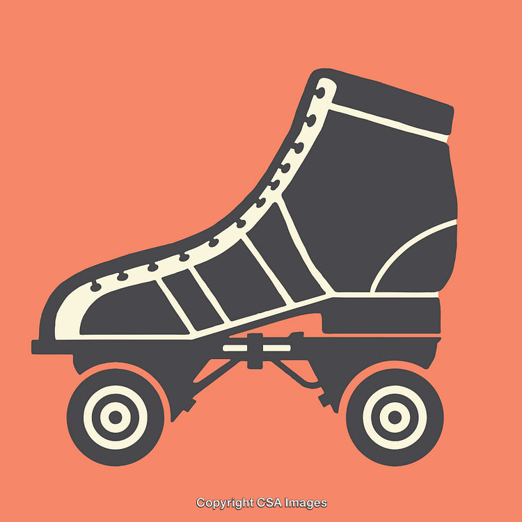 Vintage Style Roller Skate Illustration on Orange Background