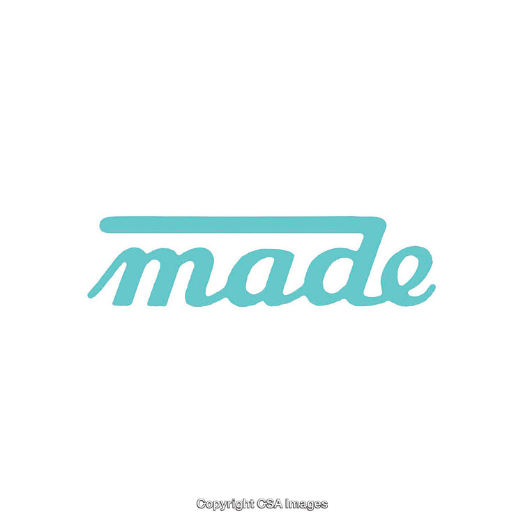 Blue Typographic Design Featuring the Word 'Made' in a Stylish Scripted Style