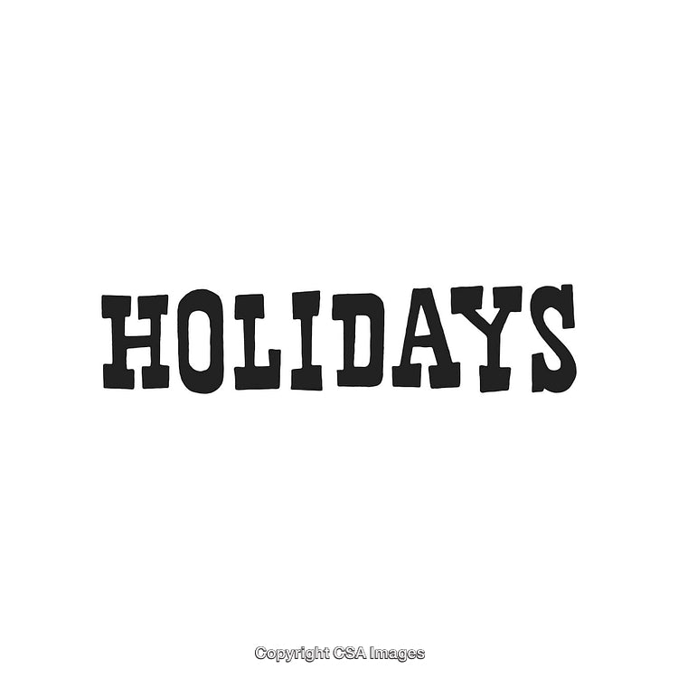 Bold Text Holidays Creative Vector Typography on White Background