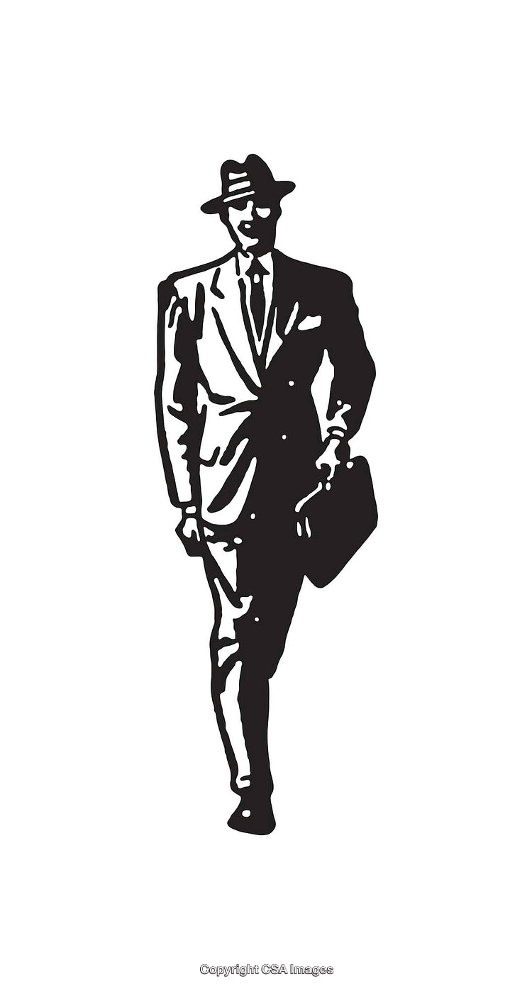 Silhouette of a Man in a Suit with a Briefcase