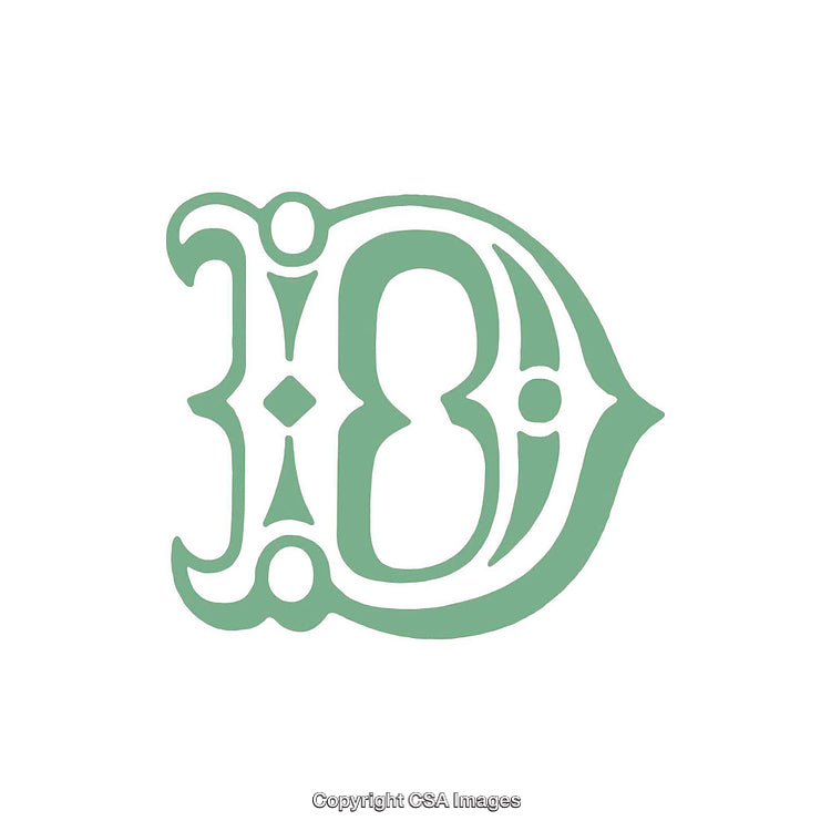 Detailed Artistic Monogram Depicting the Letter D in Green Design