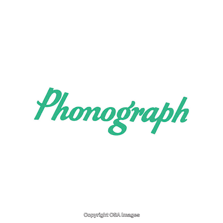 Stylized Green Phonograph Text on White Background