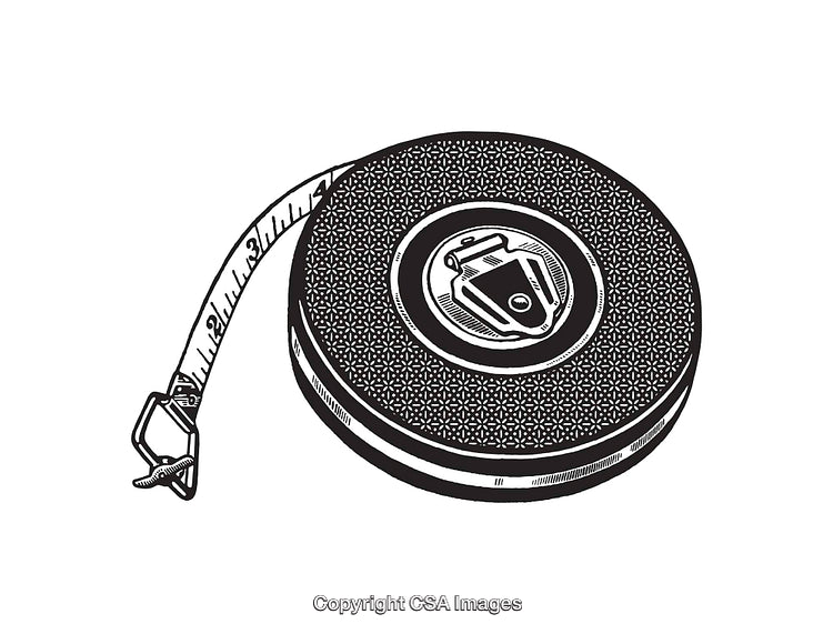 Black and White Line Art of a Retractable Measuring Tape Illustration