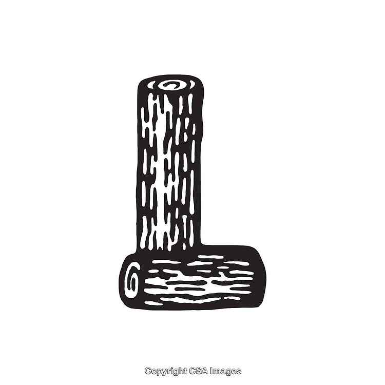 Creative Wood Textured Letter L Illustration in Black and White Design