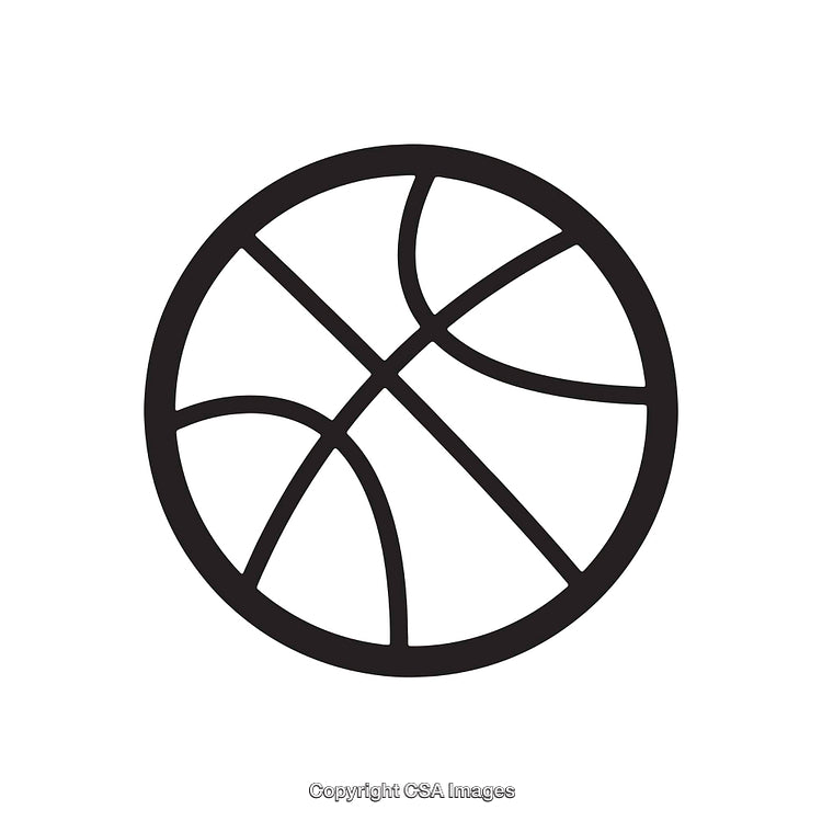 Simple Minimalistic Outline of a Basketball in Line Art Style